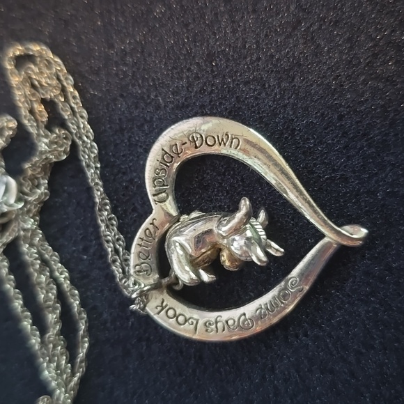 Silver Heart Eeyore Pendant Necklace - Picture 2 of 3